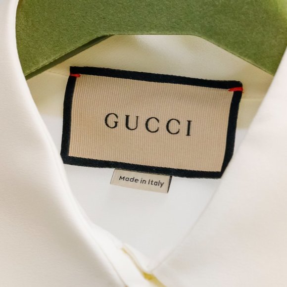 Gucci Spring 2022 Crêpe de Chine White Silk Ruffle Blouse - Picture 5 of 16